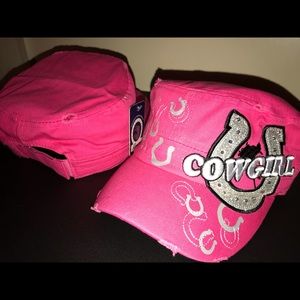 Pink cowgirl horseshoe cadet bling hat